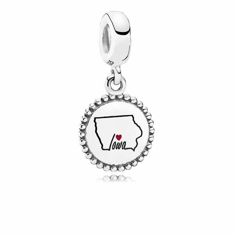 Pandora Iowa State Heart Dangle Charm Silver Egypt XI7536902